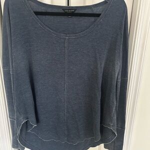 Lucky Brand Washed Slate Blue Scoop Neck Drop-Shoulder Top